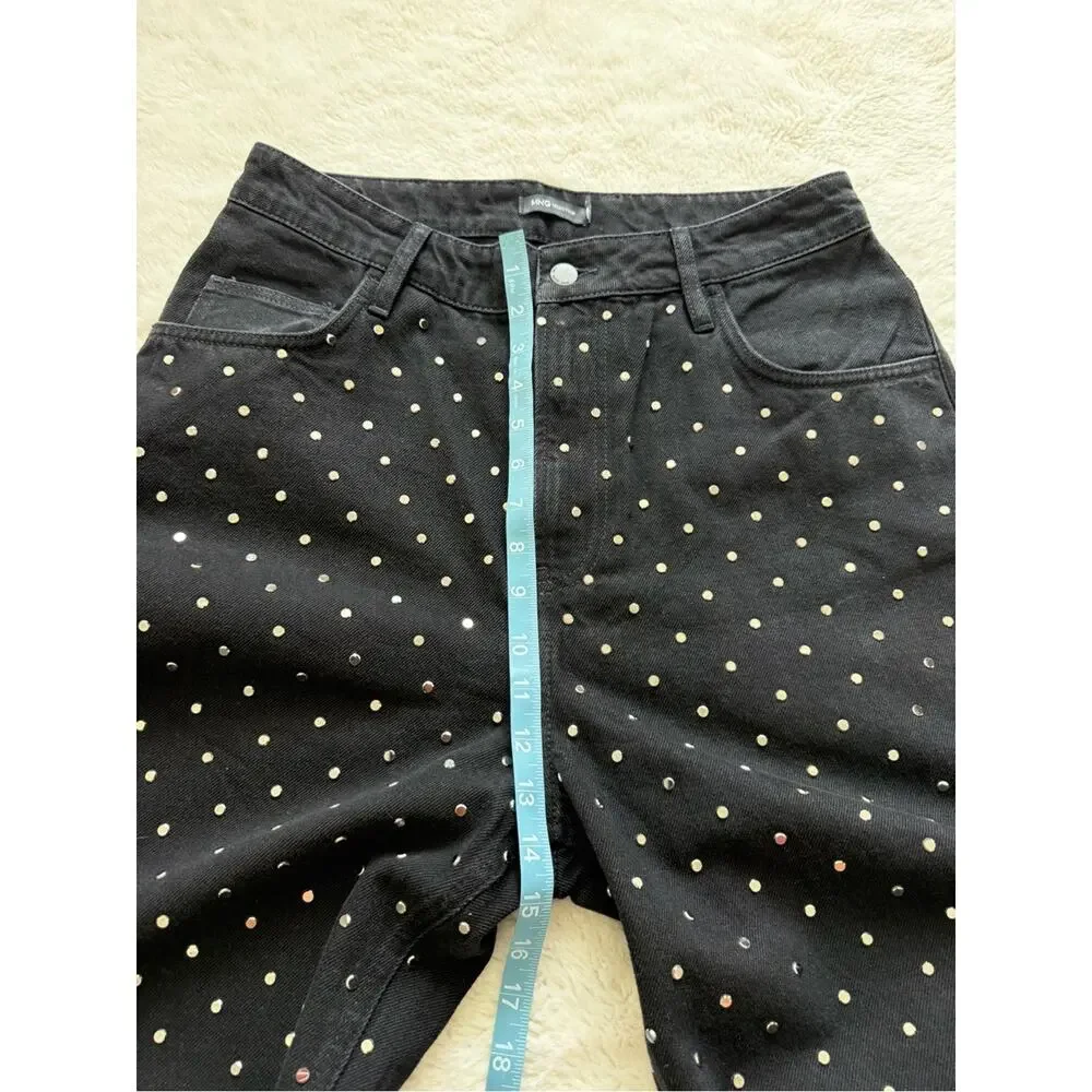 NEW!!! Mango women wide leg jeans with metal studs size 8 US - Picture 6 of 10